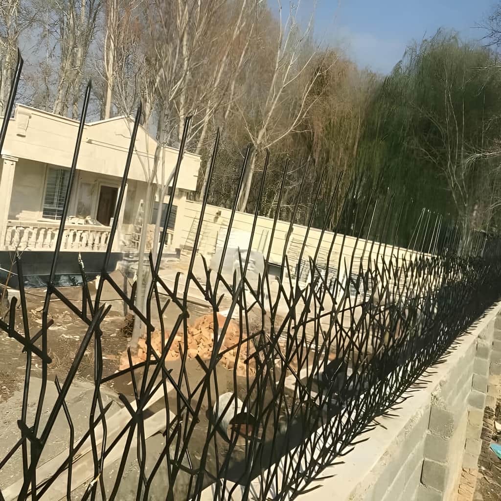 نمونه نصب حفاظ شاخ گوزنی تراکم ۳۱ روی دیوار باغ