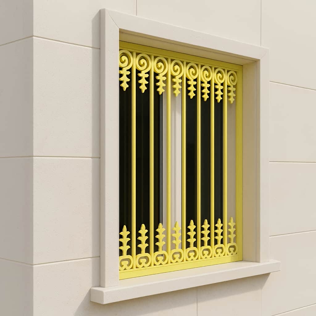 نمونه اجرای حفاظ قندیل دار روی نمای سنگی
