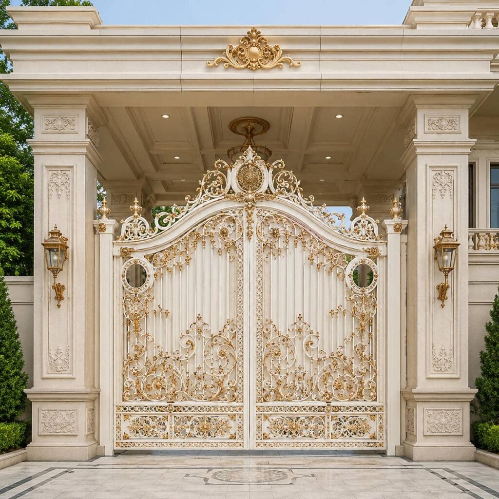 خدمات انتخاب درب پارکینگ فرفورژه نمای رومی مشبک