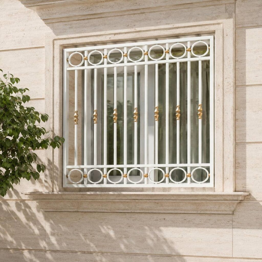 ساخت حفاظ پنجره سفید طلایی مدل شبکهای