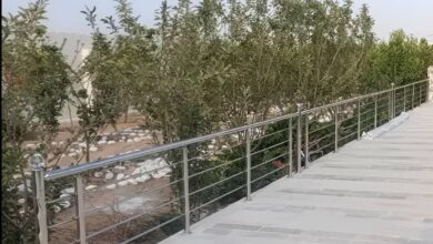 نرده تراس فلزی سفارشی ساختمان مسکونی