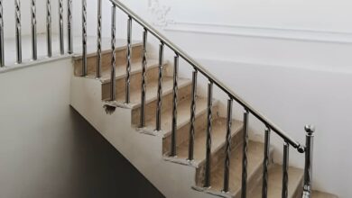 نرده استیل راه پله با طراحی سفارشی