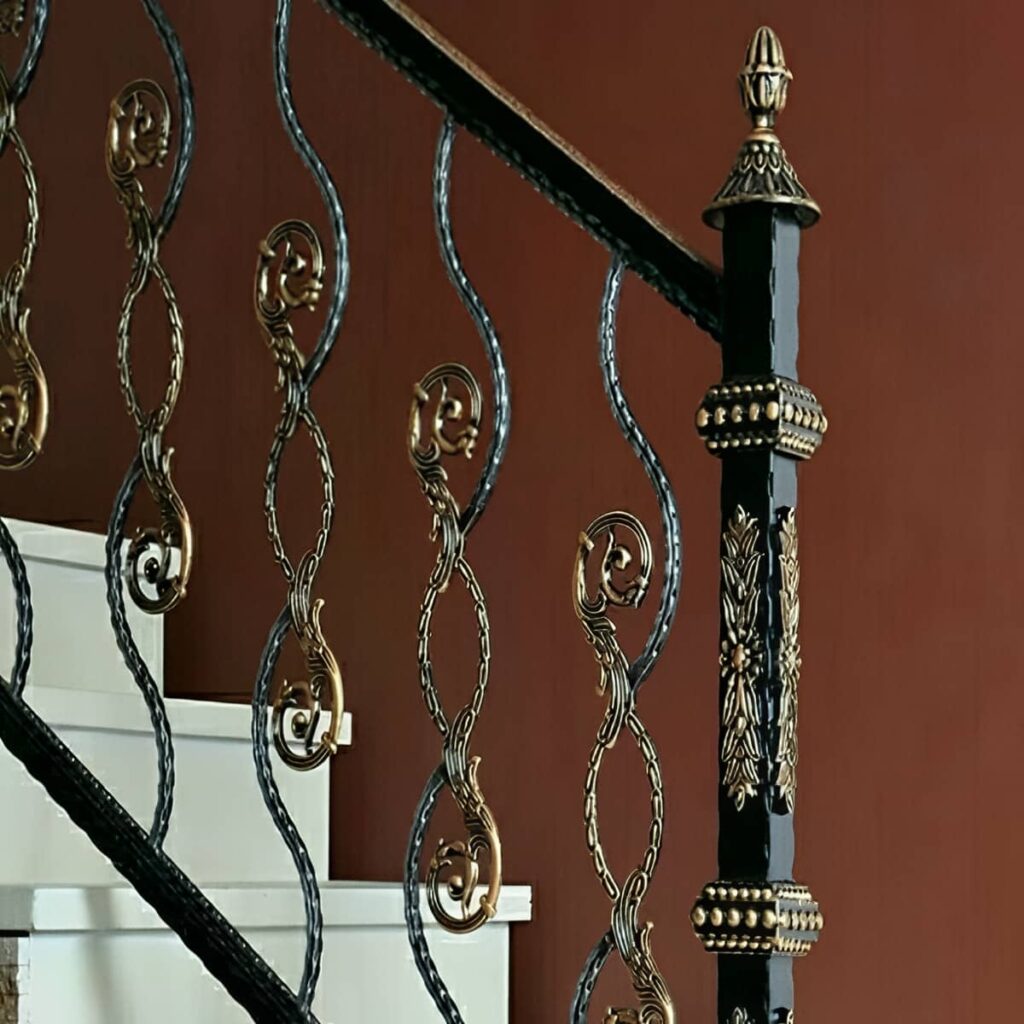 نرده فرفورژه راه پله سفارشی با مدل تزئینی نرده فرفورژه راه پله سفارشی با مدل تزئینی