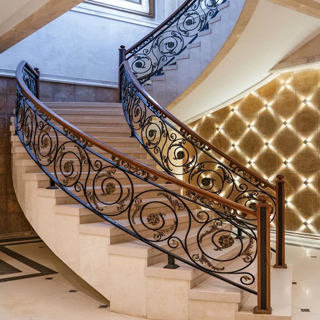 نرده فرفورژه راه پله با طراحی اختصاصی