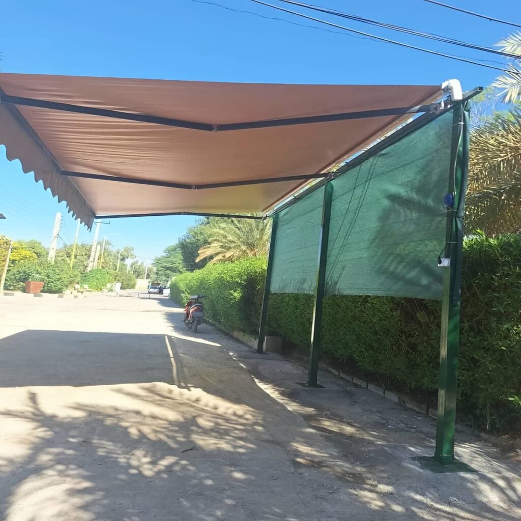 سایبان برقی طوسی نمای مینیمال استان چهارمحال و بختیاری