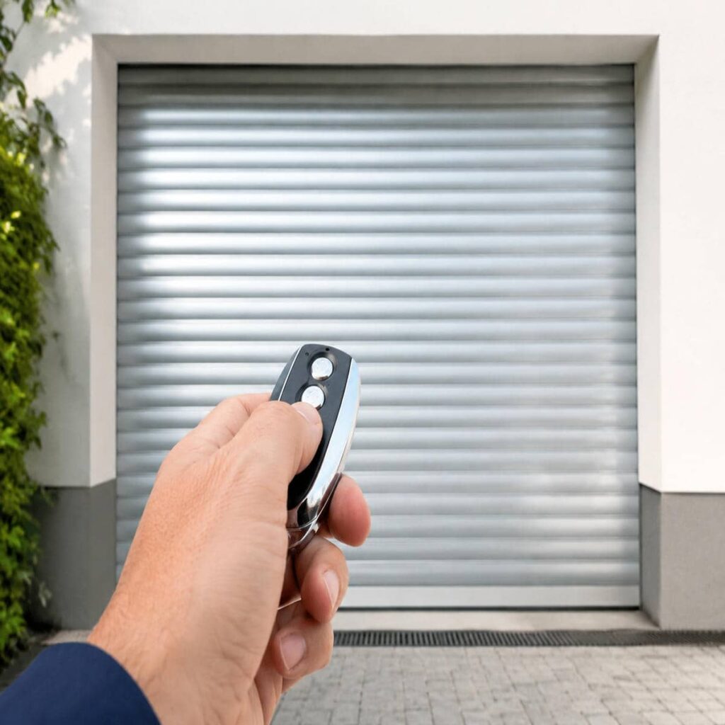 کرکره برقی قهوه ای در ورودی پارکینگ ویلایی کرکره برقی قهوه ای در ورودی پارکینگ ویلایی