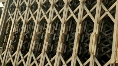 حفاظ درب آکاردئونی مشکی مات برای ورودی لوکس یاسوج