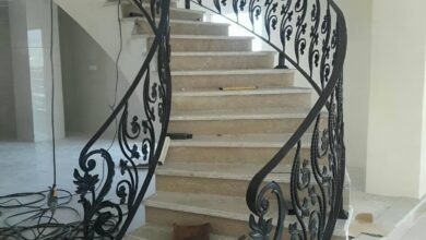 نرده راه پله آهنی مشکی در استان اردبیل با دستگیره گرد